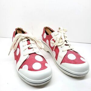 Dansko Vegan Womens Red With White Polka Dot Lace Up Sneakers Size US 12 EUR 42